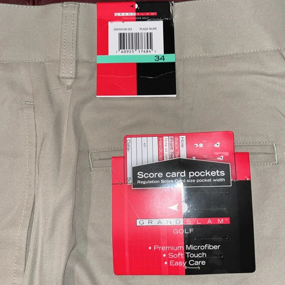 Men’s Shorts Golf Grand Slam Microfiber‎ Score Card Pockets Size 34